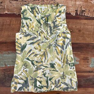 Banana‎ Republic Silky V neck Sleeveless Yellow Green Floral Top Size 0P